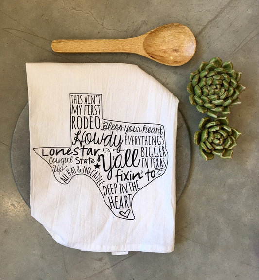 Texas Sayings Flour Sack Tea Towel