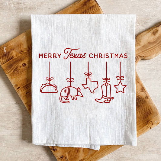 Texas Christmas Ornament Tea Towel