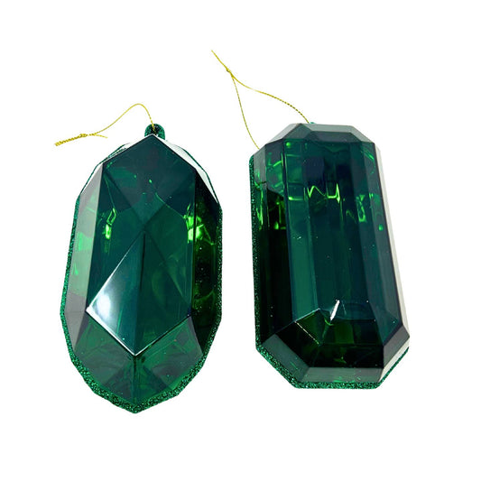 Acrylic Precious Gem Ornament in Emerald Green