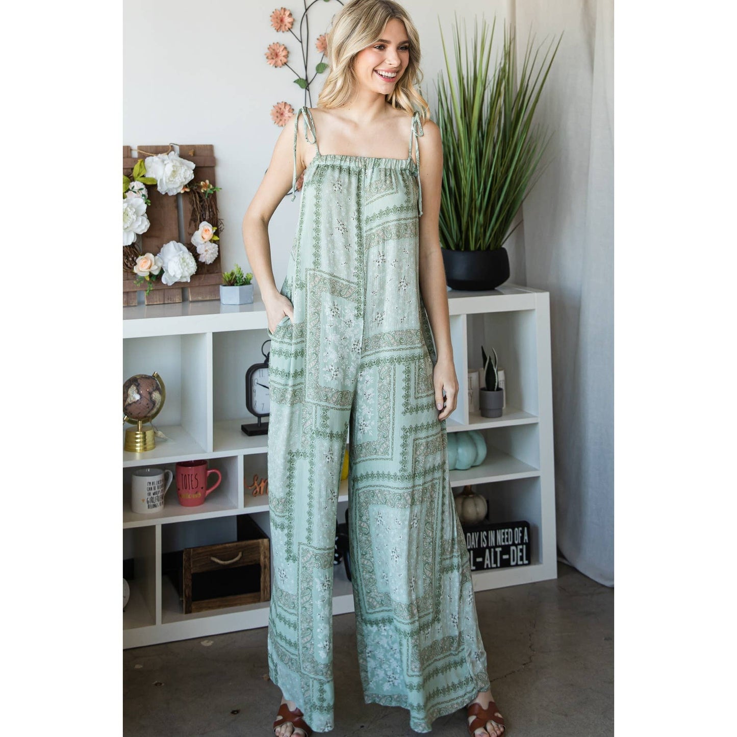 Off shoulder Strap Wide leg Jumpsuit