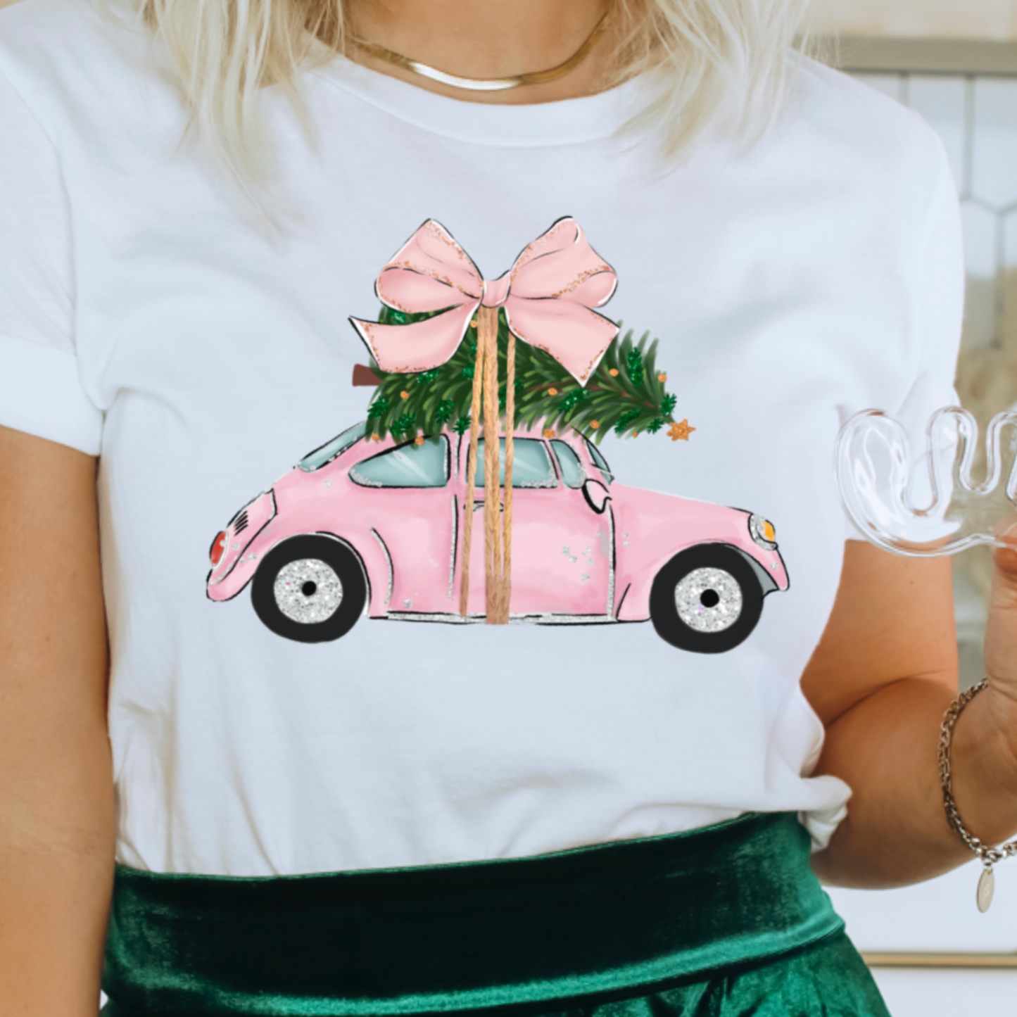 T-Shirt - Pink Christmas Car